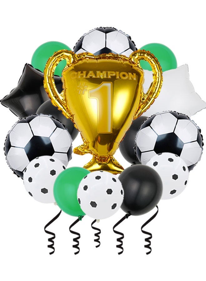 15-Pieces Sports Competition Celebration Event Birthday Party Decoration Balloon Set Football Theme Man Boy - Image 1