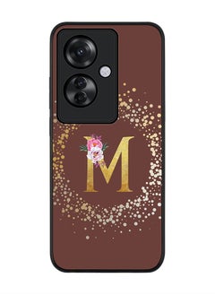 Stylizedd Rugged Black edge case for Oppo Reno11 F / Oppo F25 Pro 5G, Slim fit Soft Cover - Custom Monogram Initial Letter Floral Pattern Alphabet - M (Brown)  - Image 1