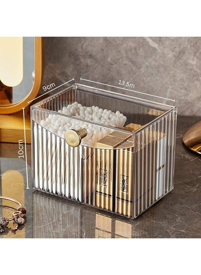 HOMESTAR 2-Grid Cotton Swab Ball Qtip Holder Dispenser with Lid,Container Dispenser Box for Bathroom Home Storage Organization,Vanity Organizers and Storage - Image 2
