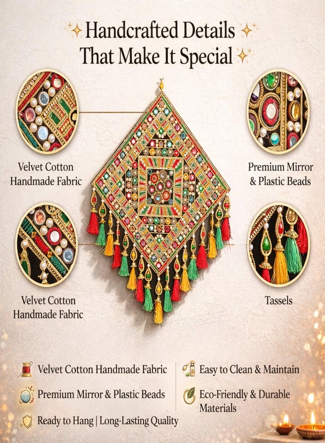 DK trades Gujrati Woollen Threads Art Hanging for Living Traditional Rangoli Design Room Decoration Item for Home, Modern Decor Items, Wall Hanging for Office and Bedroom - Image 5