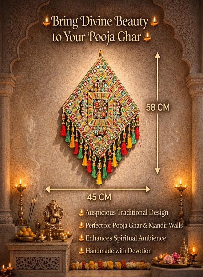 DK trades Gujrati Woollen Threads Art Hanging for Living Traditional Rangoli Design Room Decoration Item for Home, Modern Decor Items, Wall Hanging for Office and Bedroom - Image 3