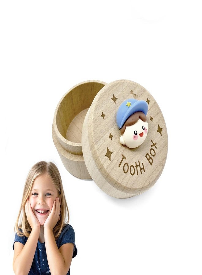 Baooery Tooth Fairy Box, 3D Tooth Box Keepsake Holder for Lost Tooth, 3D Carved Wooden Teeth Storage Box, Adorable Keepsake Box for Lost Baby Teeth (02) - Image 1