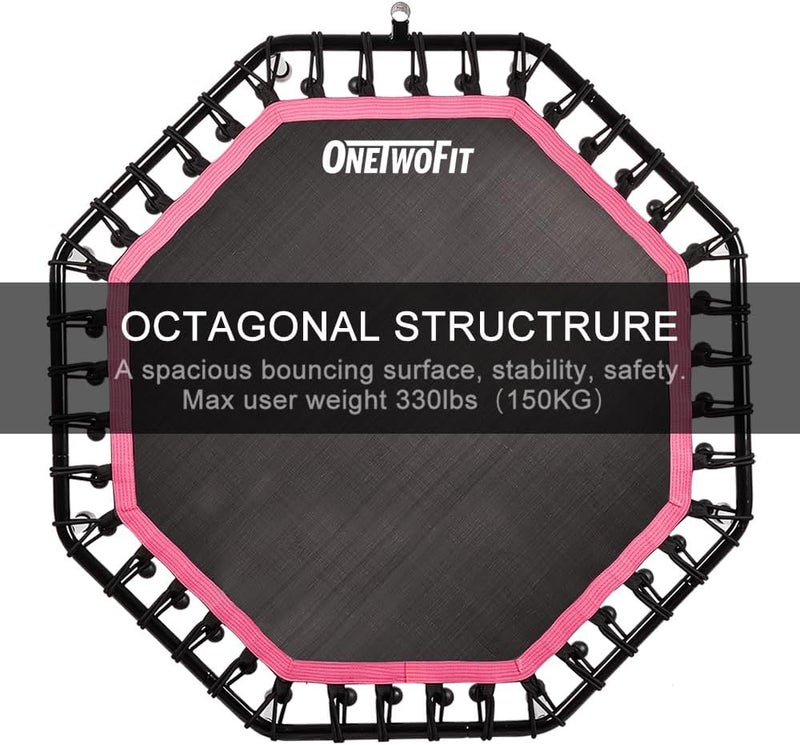 ون تو فيت 'ONETWOFIT 51 بوصة ترامبولين صامت مع مقبض قابل للتعديل، ترامبولين لياقة مع حبال مطاطية للقفز، مدرب تمارين قلبية للقفز للبالغين…' - Image 4