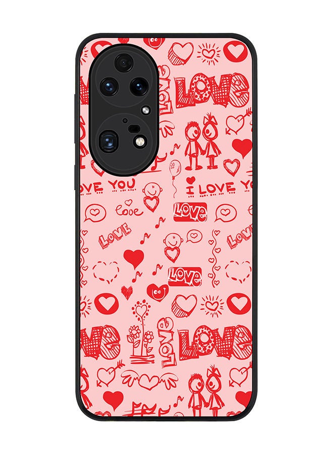 Stylizedd Rugged Black edge case for Huawei P50 Pro Slim fit Soft Case Flexible Rubber Edges Anti Drop TPU Gel Thin Cover - Love Doodle - Image 1