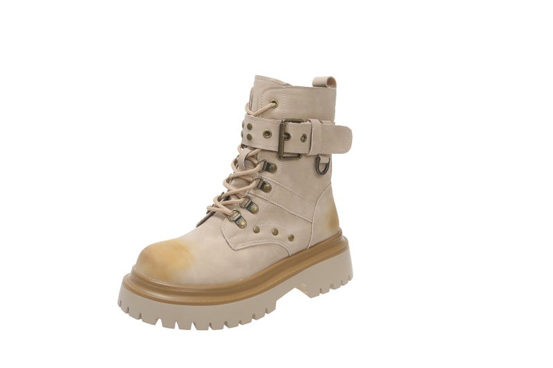 Thick bottom martin boots women's autumn 2024 new popular vintage british style tooling short boots locomotive rhubarb boots - Image 1