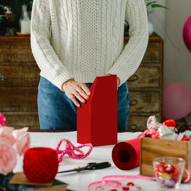 Rocutus Kraft Wrapping Paper Roll,100 Feet Recyclable Paper Kraft Packing Paper for Packing, Moving, Gift Wrapping, Postal, Shipping, Parcel, Wall Art, Crafts, Bulletin Boards, Floor Covering (Red) - Image 2
