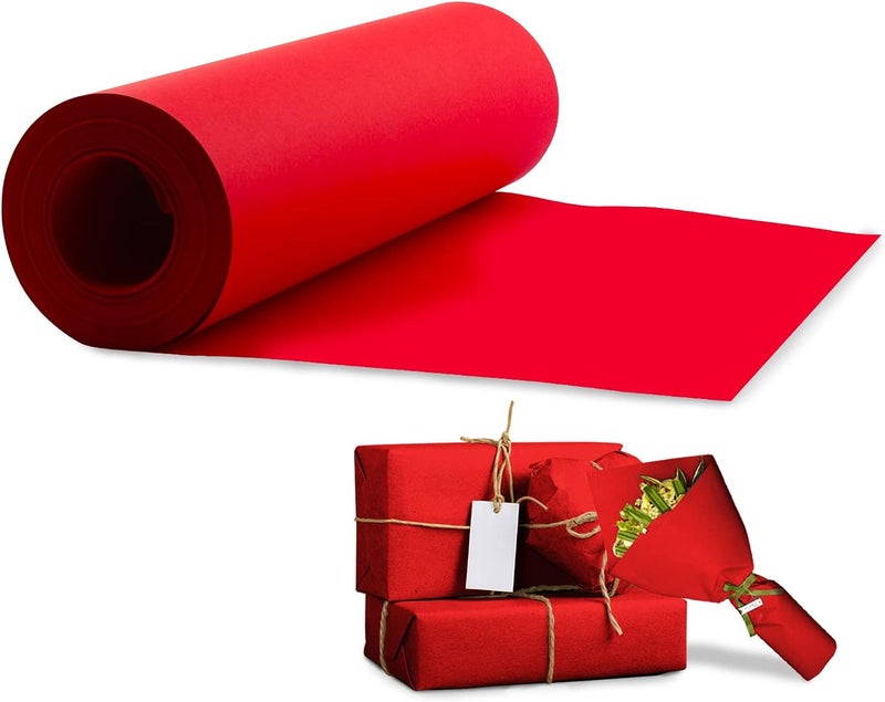 Rocutus Kraft Wrapping Paper Roll,100 Feet Recyclable Paper Kraft Packing Paper for Packing, Moving, Gift Wrapping, Postal, Shipping, Parcel, Wall Art, Crafts, Bulletin Boards, Floor Covering (Red) - Image 1