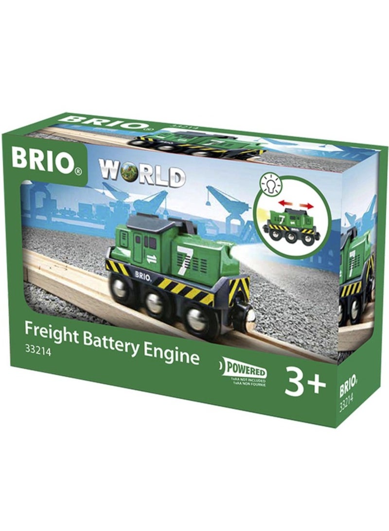 Brio محرك شحن BRIO للأطفال 3+ – قطار يعمل بزر الدفع مع الأمام، العكس والأضواء الأمامية – متوافق مع جميع مجموعات السكك الحديدية الخشبية من BRIO World || 33214-B - Image 1