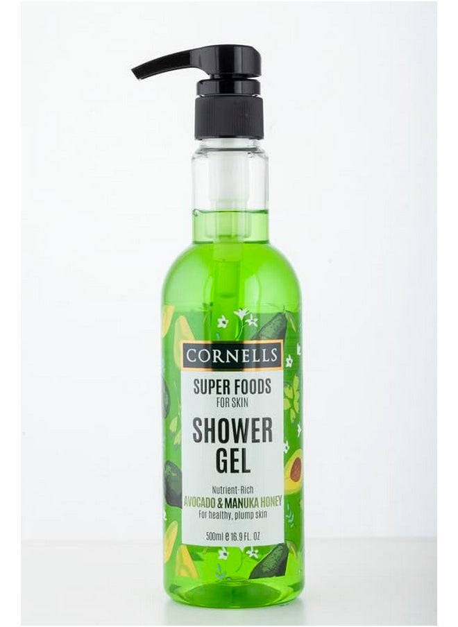 CORNELLS - Super Food Avocado & Manuka Honey Shower Gel 500Ml | For Healthy, Plump Skin | Nutrient Rich | Skin Care | Shower Gel For Men And Women - Image 1