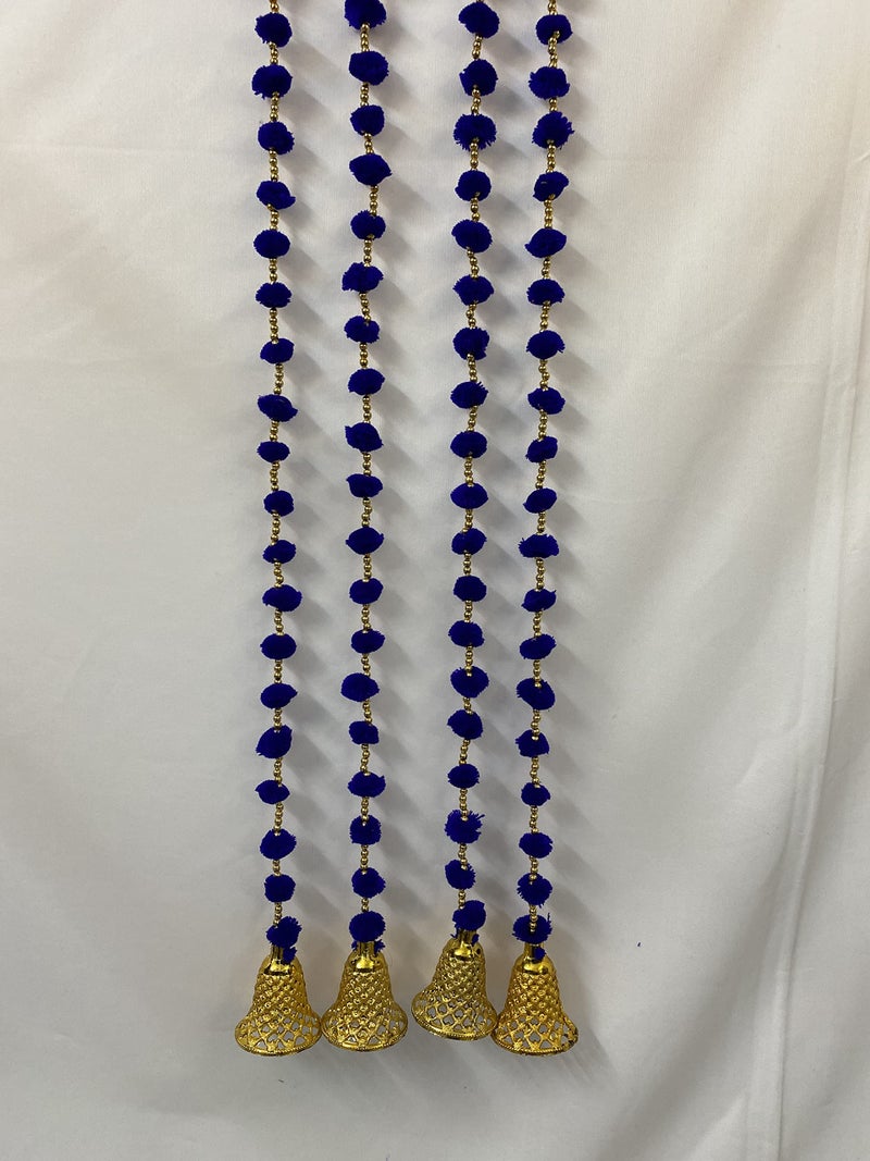 Magpie Collections Handmade Blue Strings Pom Pom for Door,Wall Hanging Bandhanwar Garland for Decoration Diwali Festival,Navratri,Wedding (5 FT,2 Strings) - Image 2