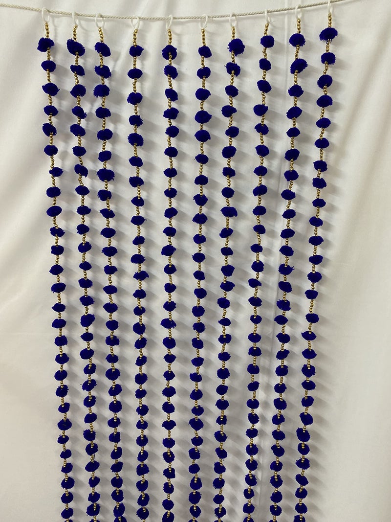 Magpie Collections Handmade Blue Strings Pom Pom for Door,Wall Hanging Bandhanwar Garland for Decoration Diwali Festival,Navratri,Wedding (5 FT,2 Strings) - Image 4