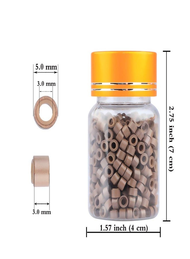 Dansee 2500pcs Hair Extension Beads, Micro Link Beads 5mm for Hair Extensions, Silicone Lined Micro Link Rings Hair Extensions Tool Light Brown - Image 2