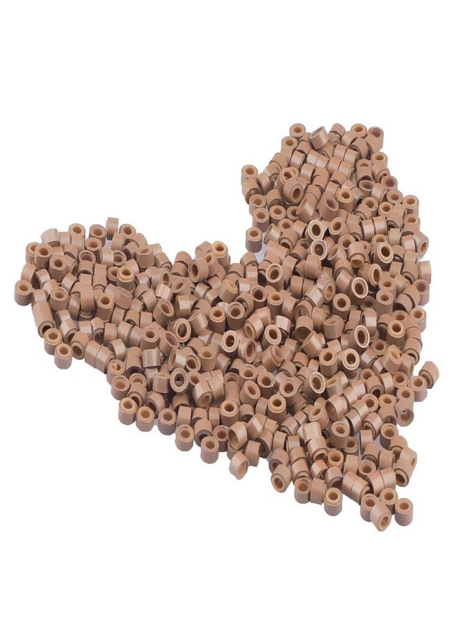 Dansee 2500pcs Hair Extension Beads, Micro Link Beads 5mm for Hair Extensions, Silicone Lined Micro Link Rings Hair Extensions Tool Light Brown - Image 3