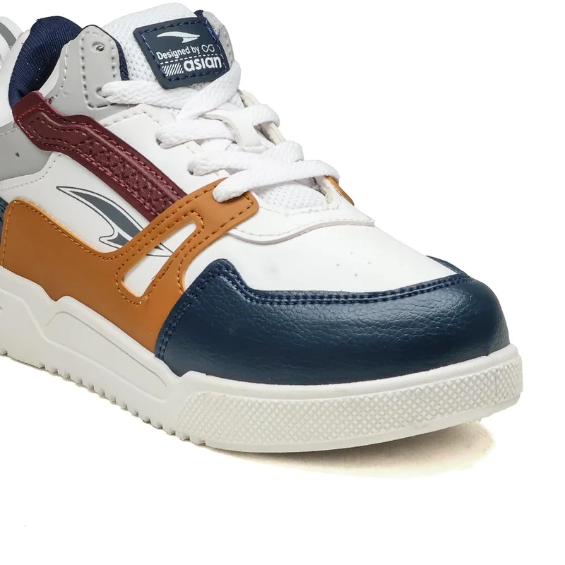 Asian Casual Sneakers for Men and Boys - White Navy Mustard