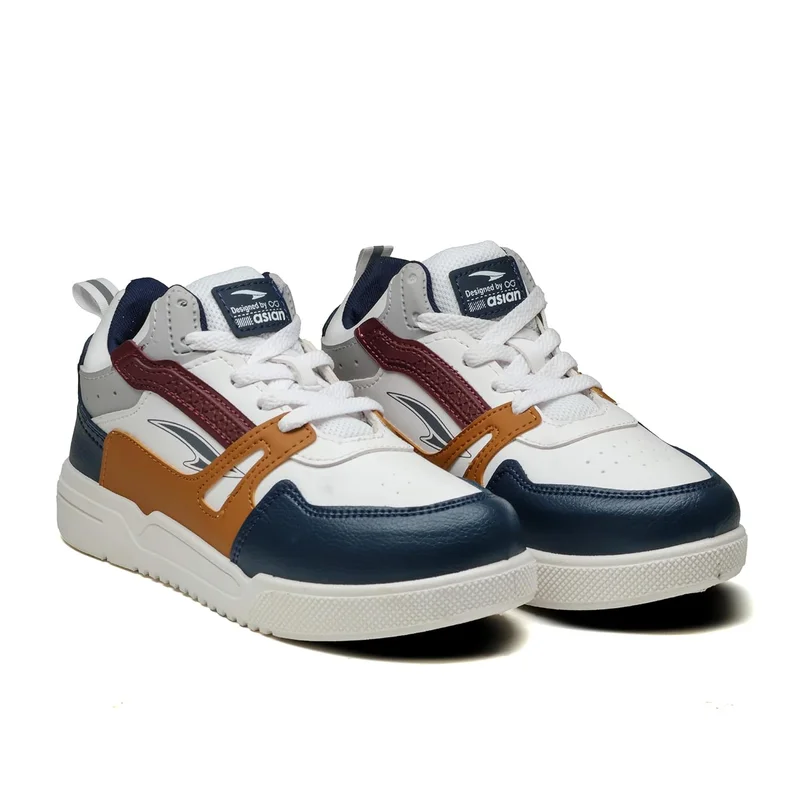 Asian Casual Sneakers for Men and Boys - White Navy Mustard