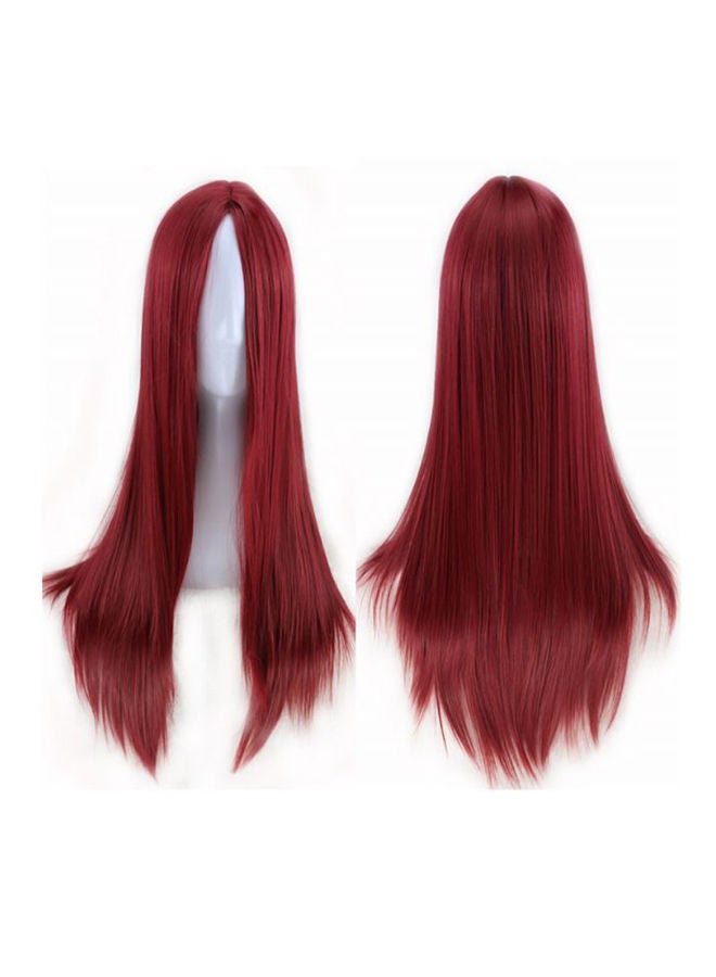 NIBEMINENT Long Straight Anime Cosplay Headgear Wig Wine Red - Image 1