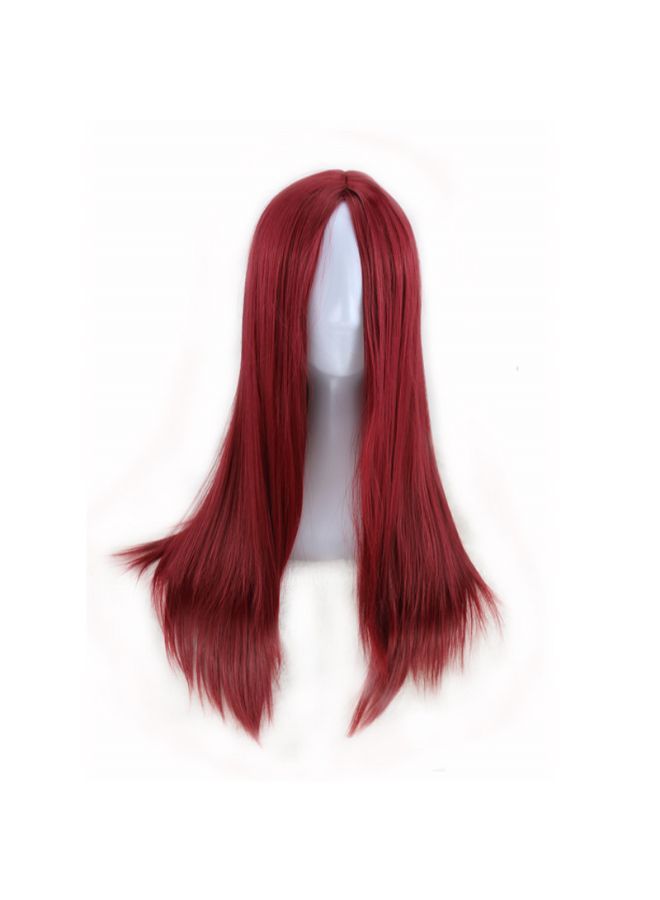 NIBEMINENT Long Straight Anime Cosplay Headgear Wig Wine Red - Image 2