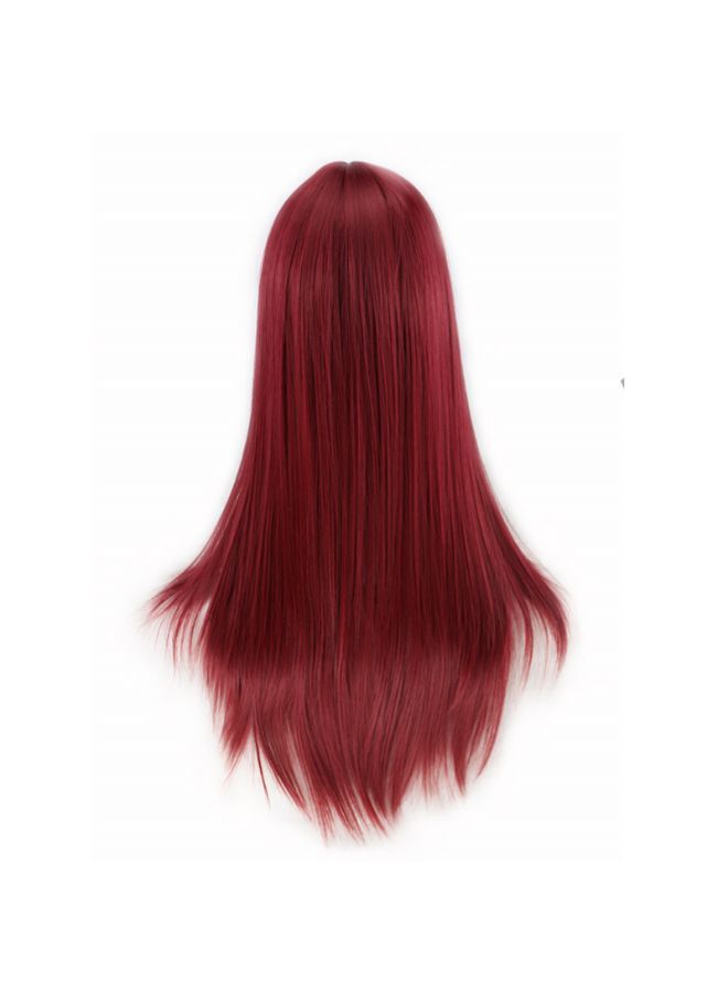 NIBEMINENT Long Straight Anime Cosplay Headgear Wig Wine Red - Image 3