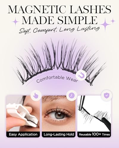 BEYELIAN Magnetic Eyelashes Natural Look Soft Magnetic Lashes with Applicator Reusable No Glue Needed False Eyelashes Easy to Wear and Remove 1 PairSME03 - Image 3