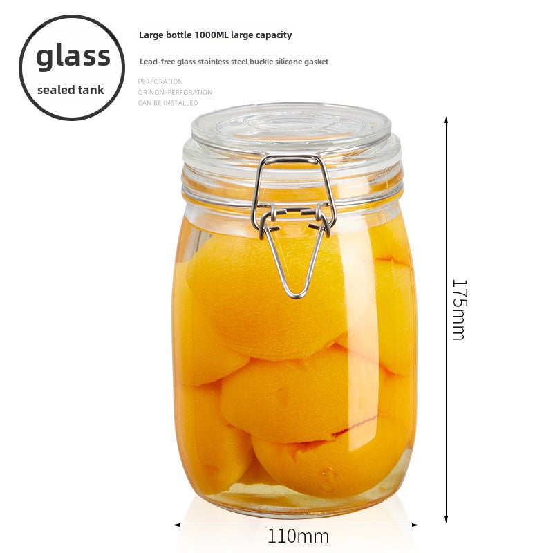 Glass Sealed Canister 1000ML Thick Durable Material - Airtight Moisture-proof Storage Jar - Versatile Preservation Container for Small Home Kitchens - Image 1