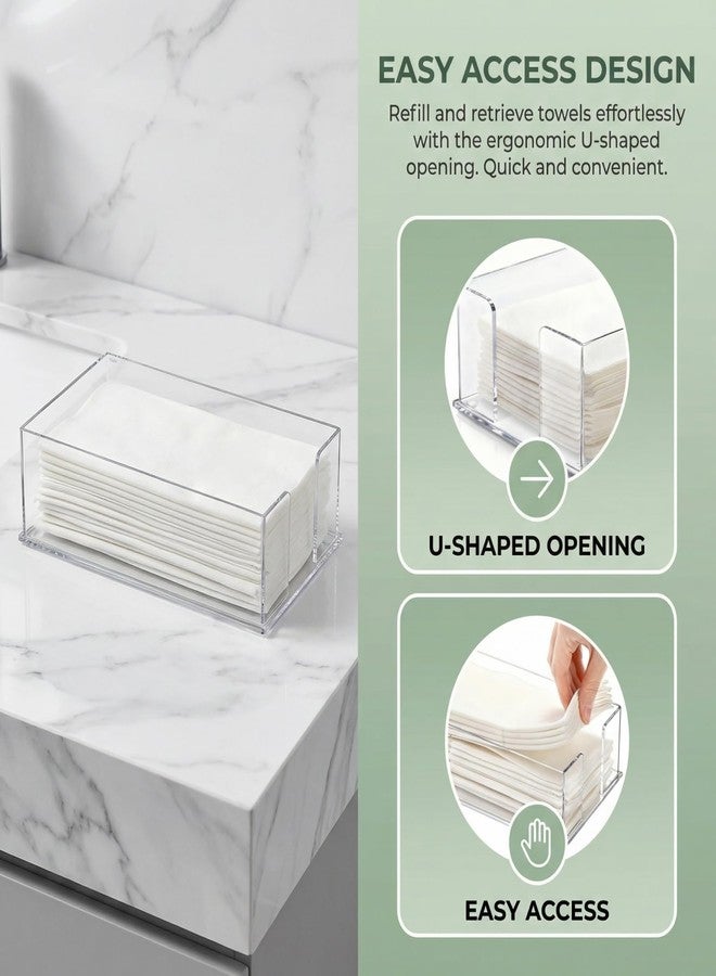 Cididu 2 Pack Acrylic Napkin Holder for Table, Clear Guest Paper Hand Towel Holder for Bathroom Countertop, 0.12'' Thickness Paper Napkin Dispenser Organizer Tray for Parties, Weddings, Party, Hotel - Image 3