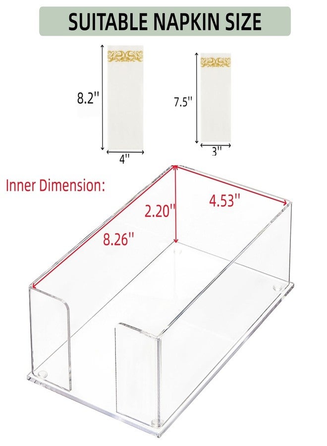 Cididu 2 Pack Acrylic Napkin Holder for Table, Clear Guest Paper Hand Towel Holder for Bathroom Countertop, 0.12'' Thickness Paper Napkin Dispenser Organizer Tray for Parties, Weddings, Party, Hotel - Image 2