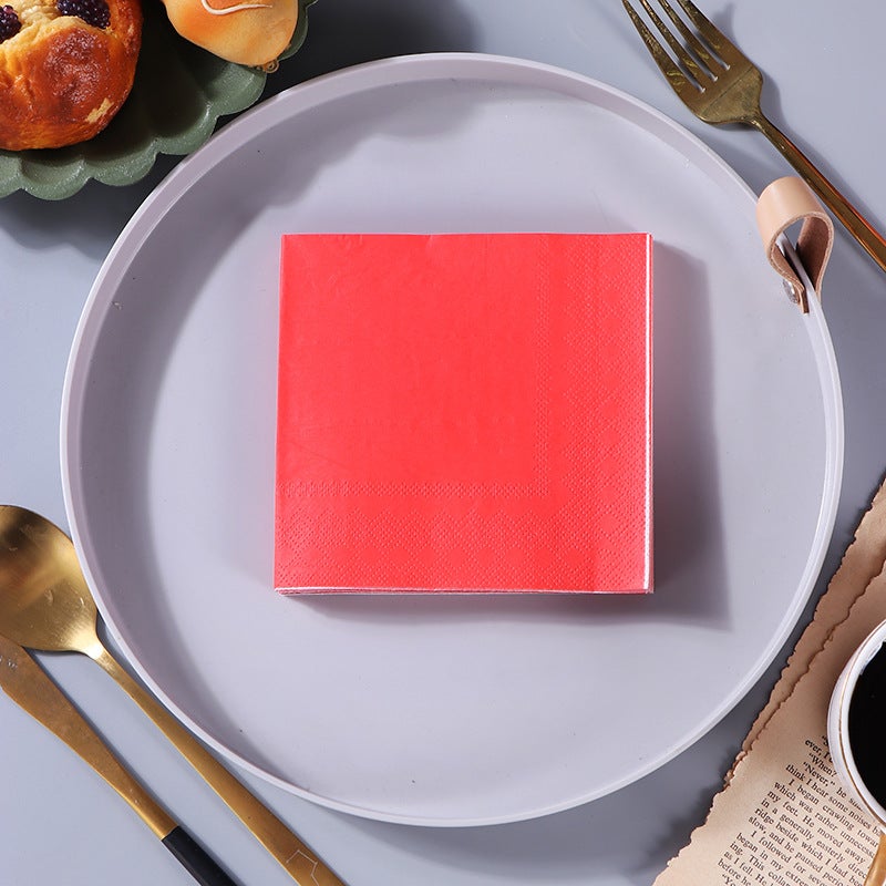 Spot 25Cm * 25Cm Monochrome Plain Color Double Layer Printing Paper Towel Printing Napkin Creative Paper Towel Facial Tissue - Image 1