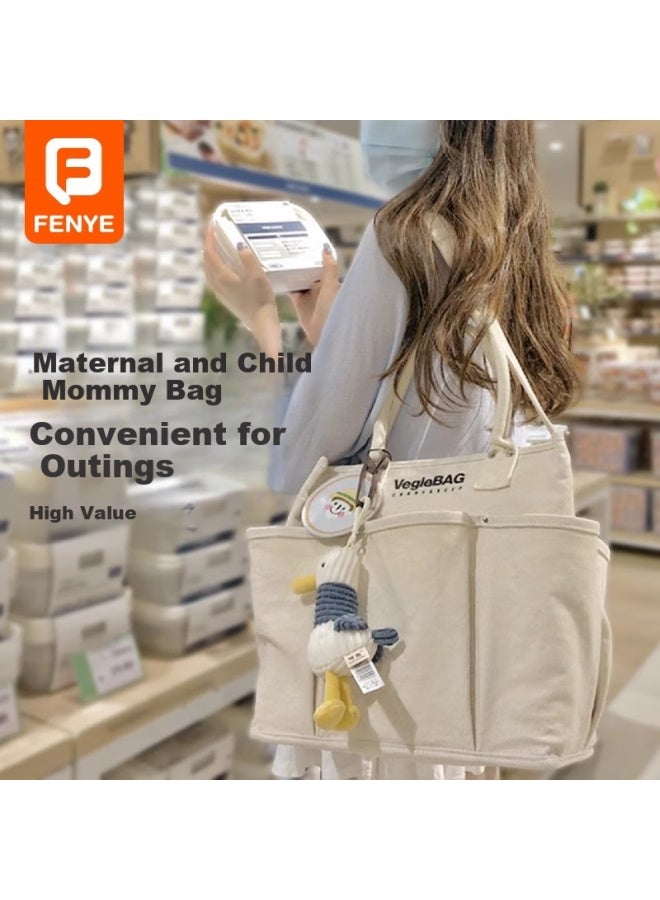 Fenye Fengye Mommy Bag Maternal And Child Outing Lightweight High-Value Handheld Mommy Bag Maternal And Child Bag Crossbody Lightweight Bag - Beige - Image 1