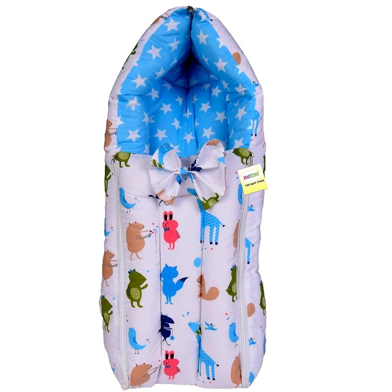 Kwitchy Baby Sleeping Bag New Born Carry Nest Baby Bed Portable Bassinet Cotton Holding Bed Carrier Bags Mattress Lounger Infants Boys Girls 06 Months Blue - Image 1