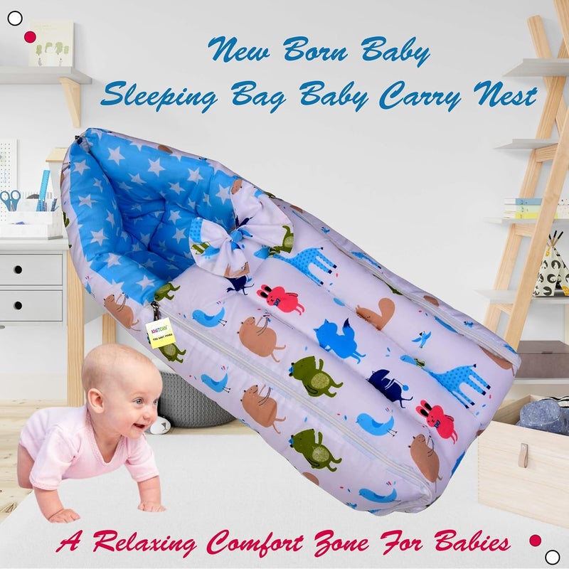 Kwitchy Baby Sleeping Bag New Born Carry Nest Baby Bed Portable Bassinet Cotton Holding Bed Carrier Bags Mattress Lounger Infants Boys Girls 06 Months Blue - Image 2