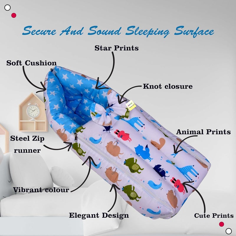 Kwitchy Baby Sleeping Bag New Born Carry Nest Baby Bed Portable Bassinet Cotton Holding Bed Carrier Bags Mattress Lounger Infants Boys Girls 06 Months Blue - Image 5