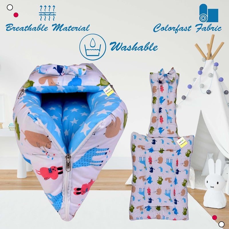 Kwitchy Baby Sleeping Bag New Born Carry Nest Baby Bed Portable Bassinet Cotton Holding Bed Carrier Bags Mattress Lounger Infants Boys Girls 06 Months Blue - Image 4