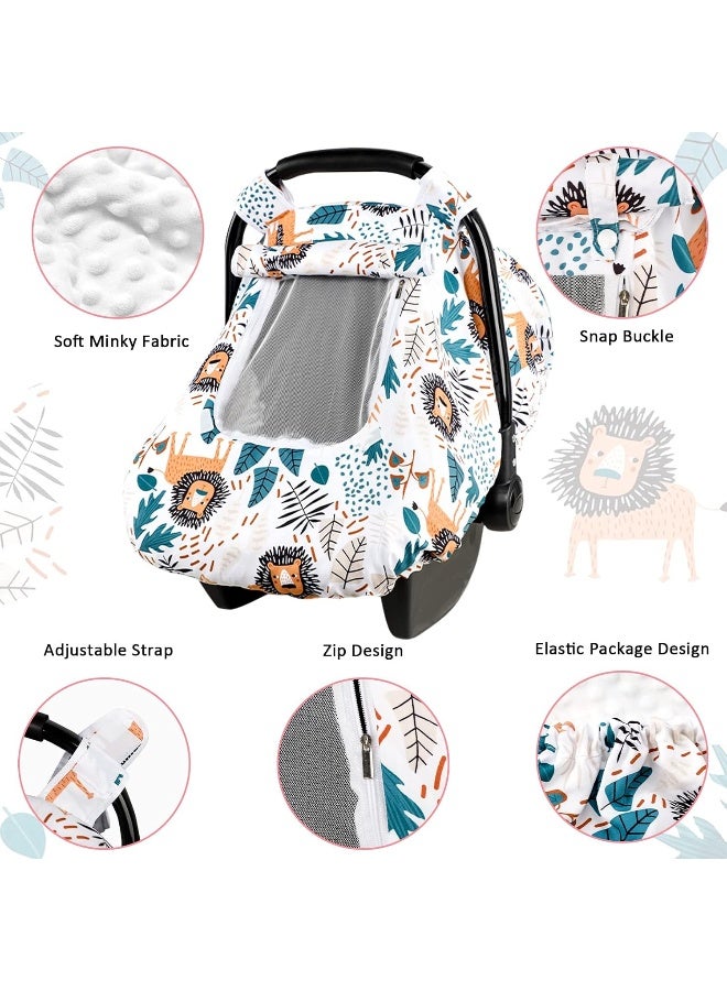 SWESEN Car Seat Covers for Babies, Minky Infant Car Seat Canopy, Universal Fit, Lion - Image 3
