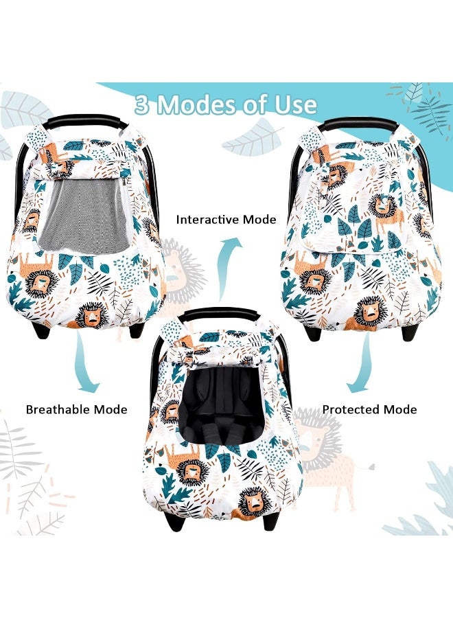 SWESEN Car Seat Covers for Babies, Minky Infant Car Seat Canopy, Universal Fit, Lion - Image 4