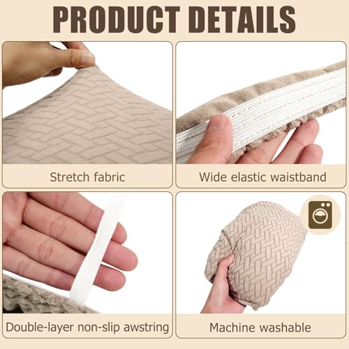 DIFEDO 2 Piece RV Couch Covers for Sofa Bed, Stretch Elastic Camper Slipcover for RV Jackknife Sofa Bed, Washable Anti-Slip Furniture Protector, Pet Friendly & Wrinkle Free (Khaki) - Image 4