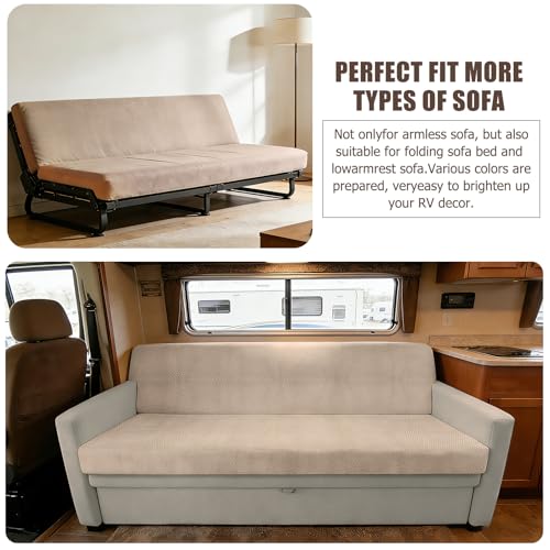 DIFEDO 2 Piece RV Couch Covers for Sofa Bed, Stretch Elastic Camper Slipcover for RV Jackknife Sofa Bed, Washable Anti-Slip Furniture Protector, Pet Friendly & Wrinkle Free (Khaki) - Image 5