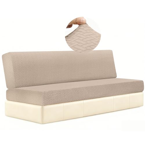 DIFEDO 2 Piece RV Couch Covers for Sofa Bed, Stretch Elastic Camper Slipcover for RV Jackknife Sofa Bed, Washable Anti-Slip Furniture Protector, Pet Friendly & Wrinkle Free (Khaki) - Image 1