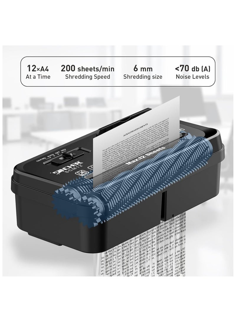 سنشر آلة تمزيق الورق الشريطية لتقطيع الورق والبطاقات الائتمانية ذات 12 ورقة آلة تمزيق الورق والبطاقات الائتمانية - متينة وسريعة - نظام مانع للتشويش - Image 5