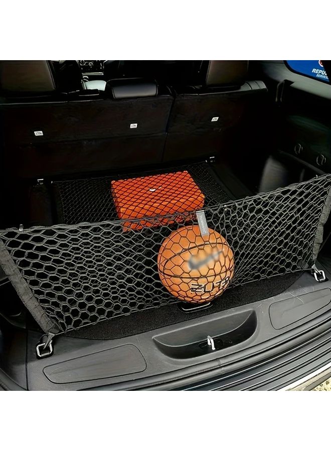 1 Set Large Elastic Mesh Cargo Net with Hooks for Car Trunk Storage Organizer - Image 4