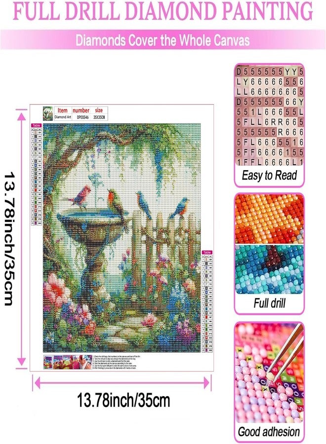 ARPADAMO Garden Birds Diamond Art Kits for Adults,5D Diamond Painting DIY Animal Diamond Art Diamond Painting Kits for Adult,Round Full Drill Diamonds, Diamond Art Kits for Home Decor-13.78x13.78inch - Image 4