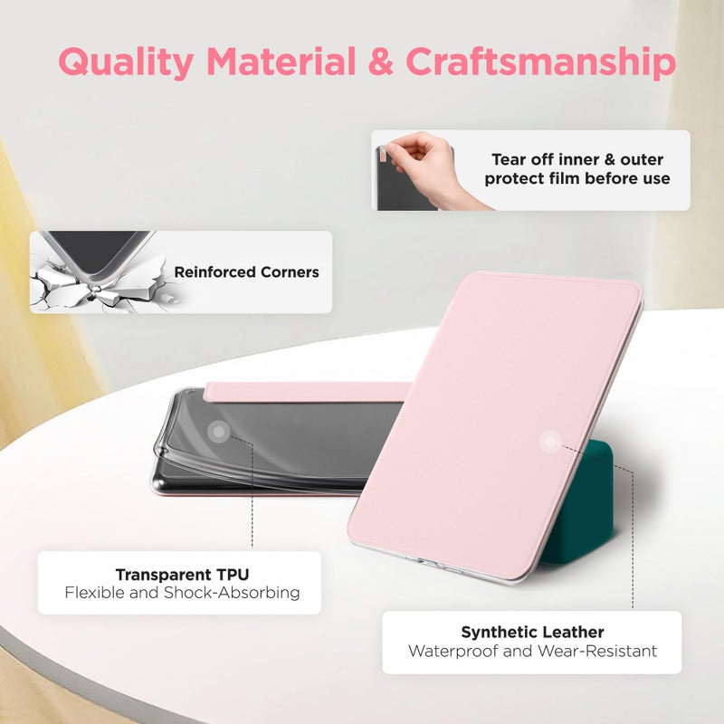 SESENSE Detachable Magnetic Case for 6'' Kindle 2024 and 2022 (11 Generation), Slim PU Shell Cover Case with Auto Wake/Sleep, Pink - Image 5