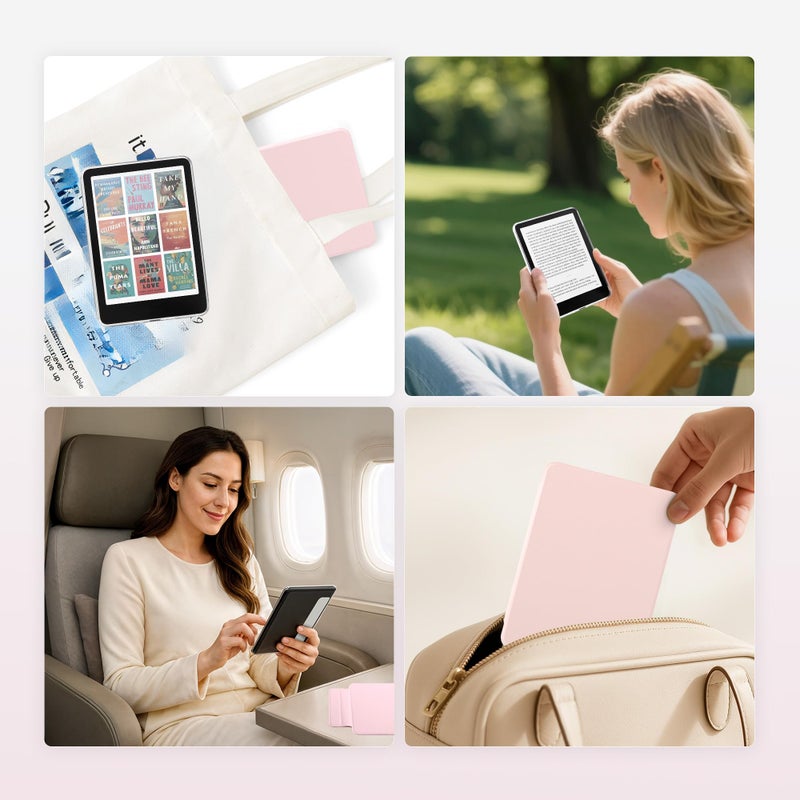 SESENSE Detachable Magnetic Case for 6'' Kindle 2024 and 2022 (11 Generation), Slim PU Shell Cover Case with Auto Wake/Sleep, Pink - Image 4