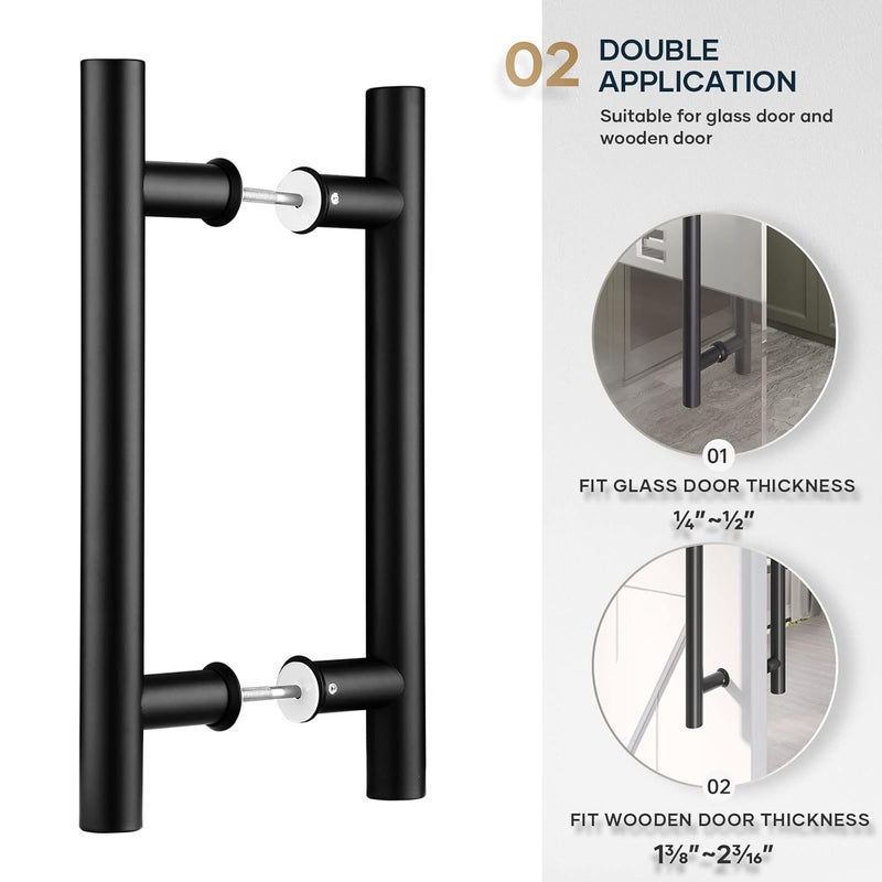AUTM Pull Handle 12 inch Pull Door Handle for Glass and Wooden Doors 300 mm Pull Handles for All The Doors of HouseOfficeHotels 1 Matte Black - Image 3