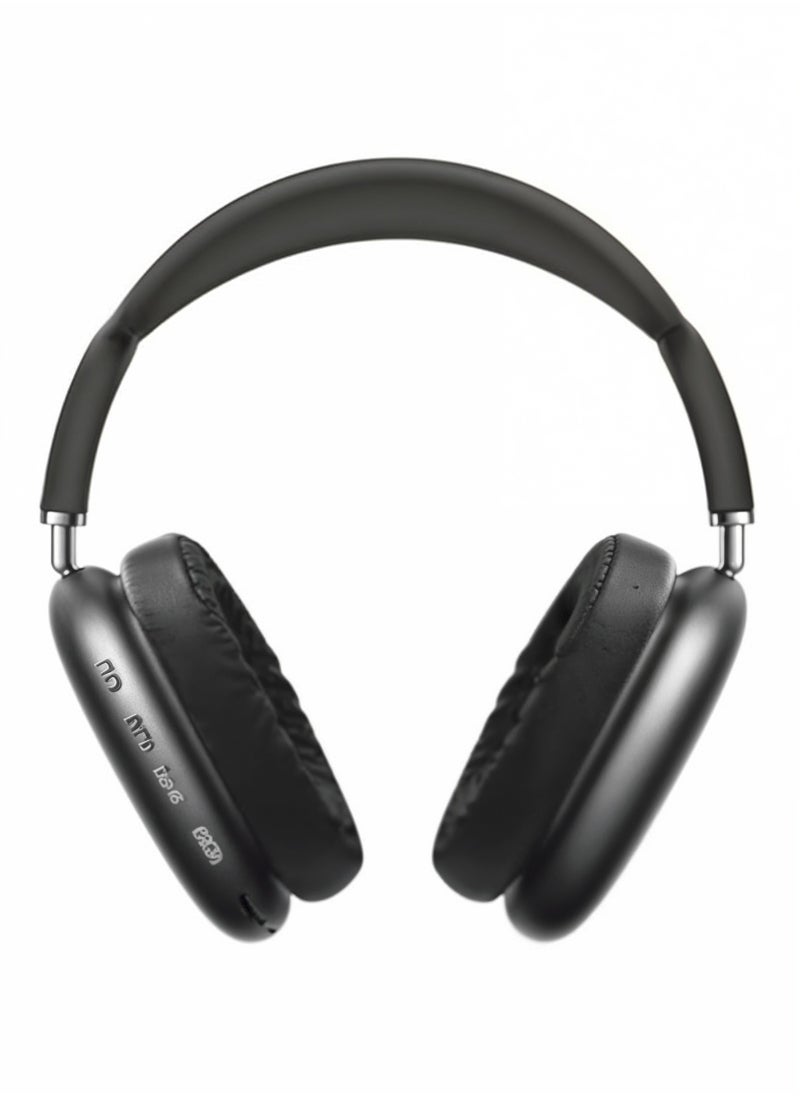 CRYSTAL - P9 Wireless Bluetooth 5.0 Over-Ear Headset with Mic & Noise Cancellation, High-Quality Sound, Up to 40 Hours Battery, Black/Silver - Image 1