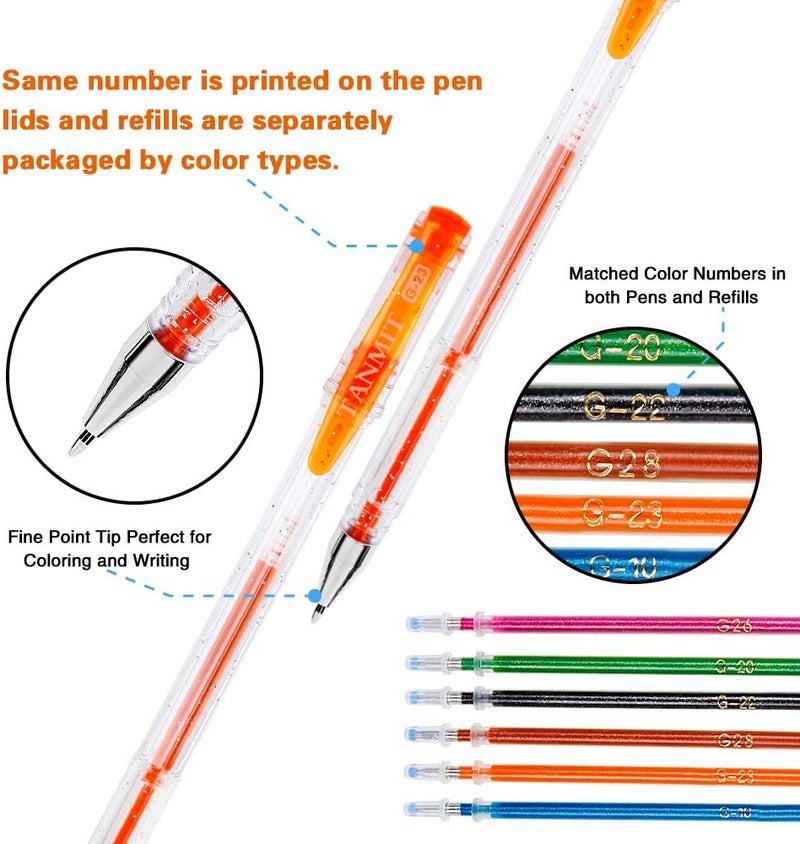 TANMIT Gel Pens, Gel Pens Set, 120 Colored Gel Pen plus 120 Refills for Adults Coloring Books, Drawing, Art Projects (No Duplicates) - Image 4