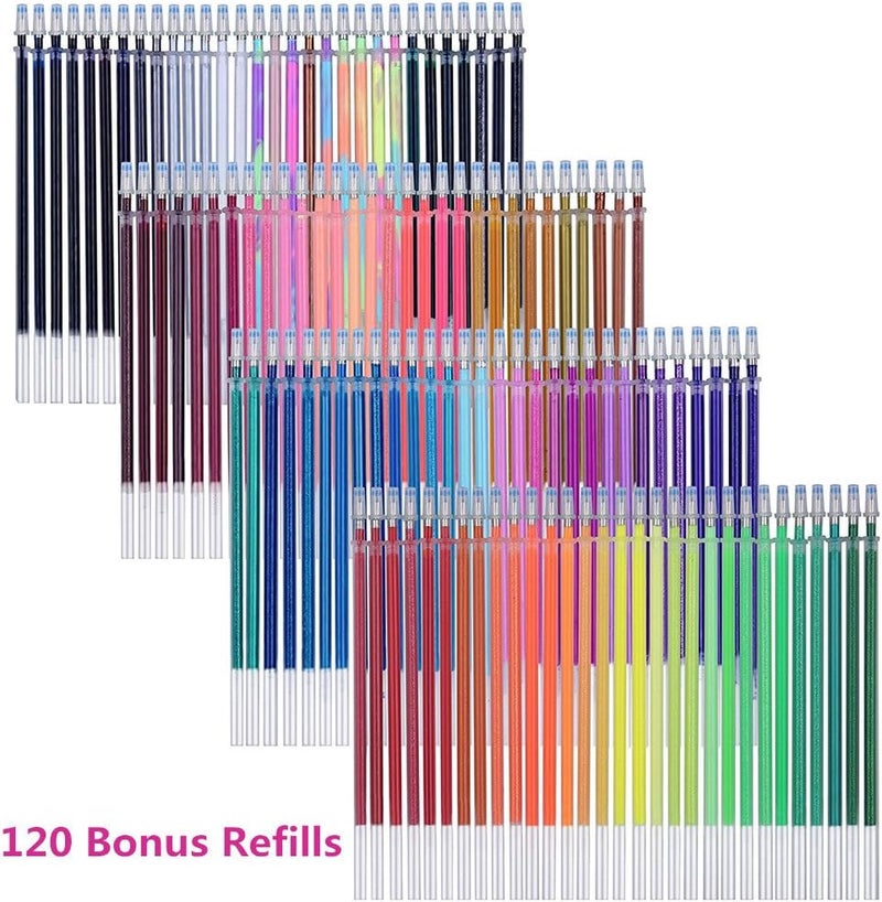 TANMIT Gel Pens, Gel Pens Set, 120 Colored Gel Pen plus 120 Refills for Adults Coloring Books, Drawing, Art Projects (No Duplicates) - Image 3
