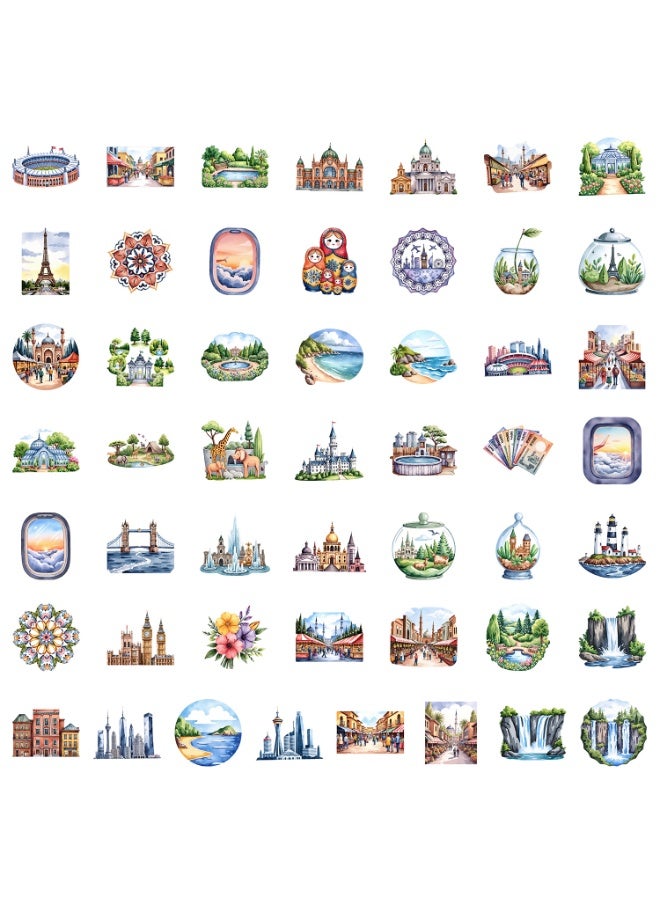 ٥٠ قطعة من ملصقات السفر حول العالم، ملصقات لحقائب السفر، والمذكرات، وأجهزة الكمبيوتر المحمولة، وزجاجات المياه، ومعالم العالم، ملصقات جمالية للمسافرين والطلاب وهواة الحرف اليدوية. - Image 2