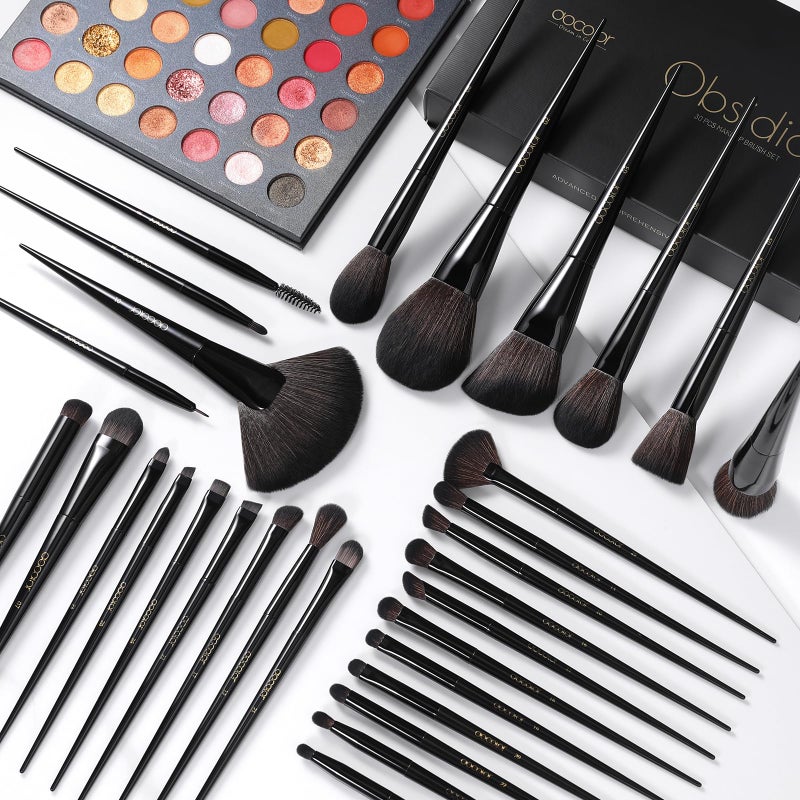 Docolor Makeup Brushes Set Professional 30Pcs Obsidian Makeup Brushes Premium Synthetic Powder Kabuki Foundation Contour Blush Concealer Eye Shadow Blending Eyeliner Crease Eyebrow Make Up Brush Kit - Image 5