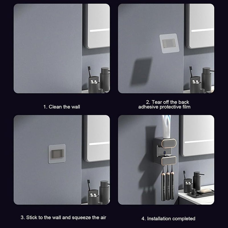 Bukela Automatic Toothpaste Dispenser, Toothpaste Squeezer Electric Automatic Sensor Wall-Mounted Bathroom Toothpaste Dispenser with 3 Toothpaste Slots,for Kids and Adults, White (Black) - Image 3