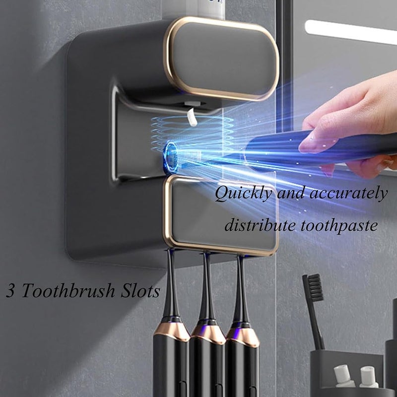 Bukela Automatic Toothpaste Dispenser, Toothpaste Squeezer Electric Automatic Sensor Wall-Mounted Bathroom Toothpaste Dispenser with 3 Toothpaste Slots,for Kids and Adults, White (Black) - Image 5